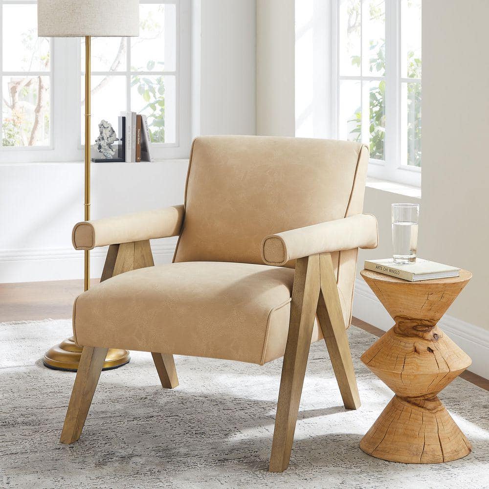 Quality Components Plus Navassa Sand Faux Leather Arm Chair 8319