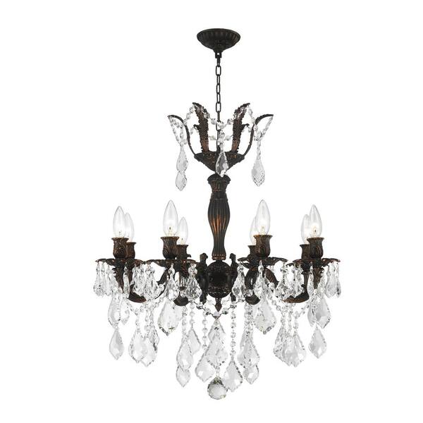 Worldwide Lighting Versailles 8-Light Flemish Brass Chandelier with Clear Crystal