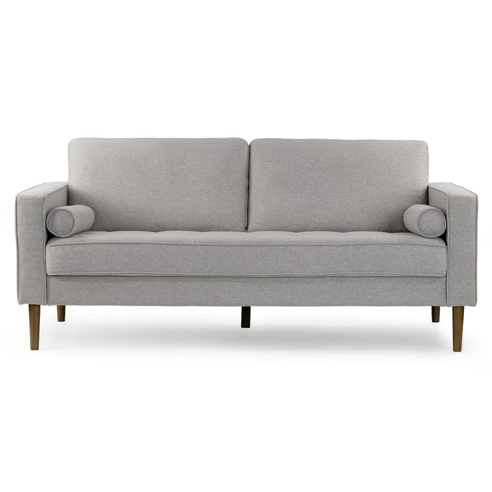 Bisera 73.75 in. Straight Arm Twill Tufted Fabric Rectangle Sofa in Beige price history on PriceWatchPro