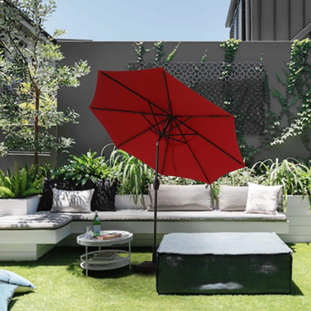 9 ft. Aluminum Market Patio Umbrella, Outdoor Table Umbrella with 8 Sturdy 