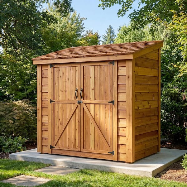 Spacesaver 8 ft. x 4 ft. Western Red Cedar Double Door Storage Shed