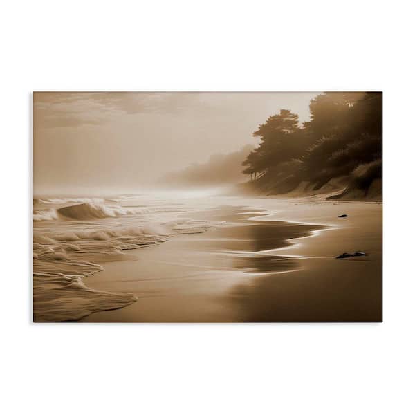 Stupell Industries Sepia Smooth Beach Landscape by Noah Bay Unframed Nature Graphic Art Print 24 in. x 36 in.