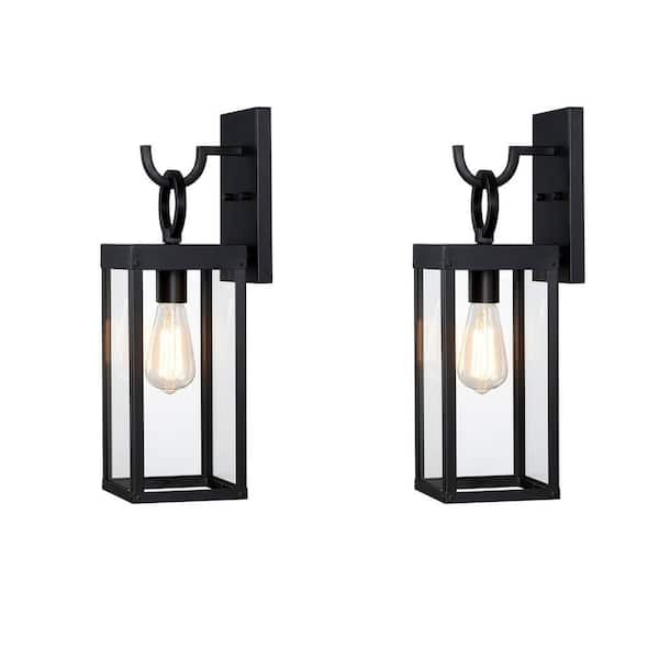 INNOBULE 1-Light Outdoor Matte Black Wall Lantern Light (2-Pack)