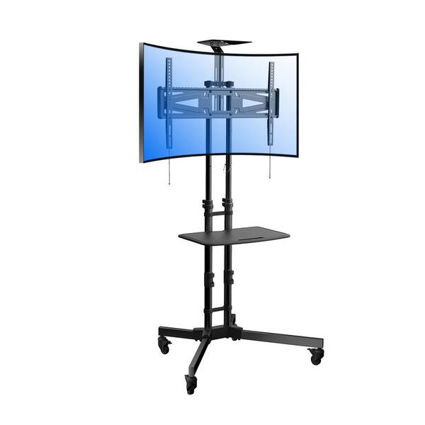 Loctek Curved TV Cart for LCD LED Plasma Flat Panels Stand with Wheels Mobile Fits 32 in. - 65 in. TV Removable Top Shelf