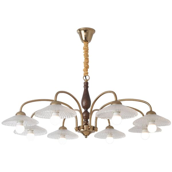 8 Lights 38 in. Bronze Antique Hanging Chandelier for Living Room Entryway Restaurant, with Clear Glass Shade