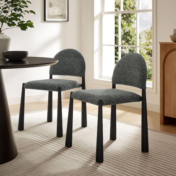 Hayley Mid Century Modern Dining Chair in Black Anthracite with Round Back