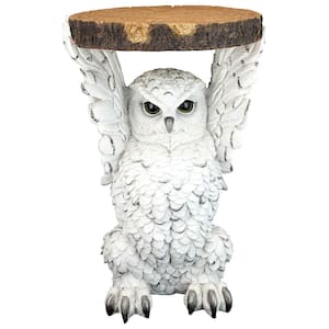 Wisdom Owl Sculptural 13.5 in. Multi-Color Round Poly-Resin End Table