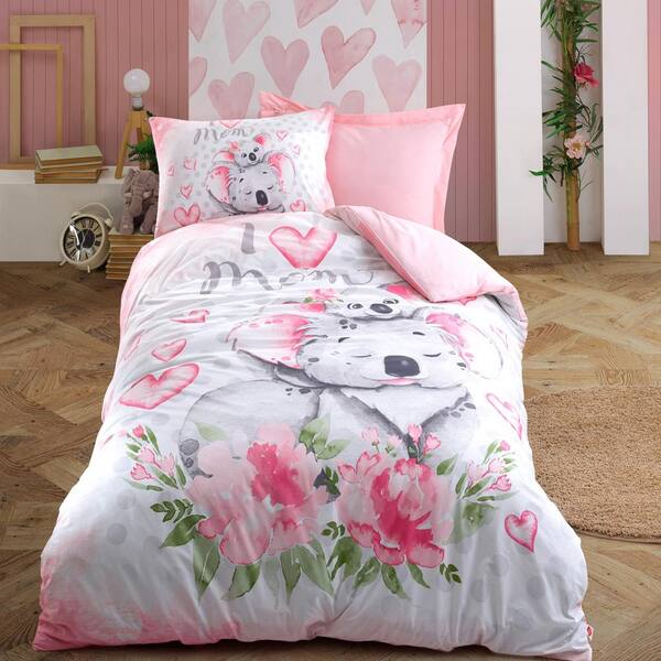 Sushome Pink Koala Bear Duvet Cover, Twin Bed Set For Little Girl