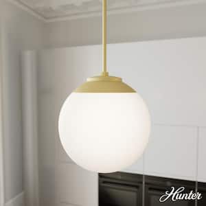 Hepburn 1-Light Modern Brass Island Pendant Light with Cased Glass White Shade Included