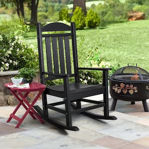Chillrest Black Plastic HDPE Outdoor Rocking Chair
