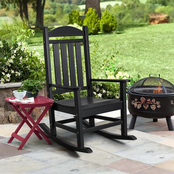 Tozey Chillrest Black Plastic HDPE Outdoor Rocking Chair