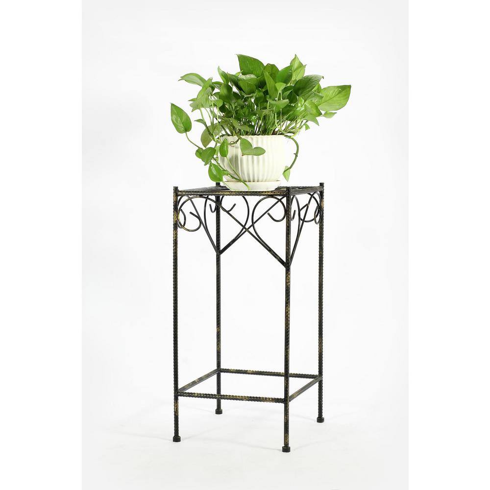 Large Black and Gold Cast Metal Celtic Clover Plant Stand