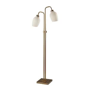 Clara 2-Light 61 in. Antique Brass Floor Lamps
