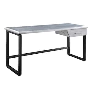 Brancaster 25 in. Rectangular Aluminum Metal 1-Drawer Writing Desk with-Drawers