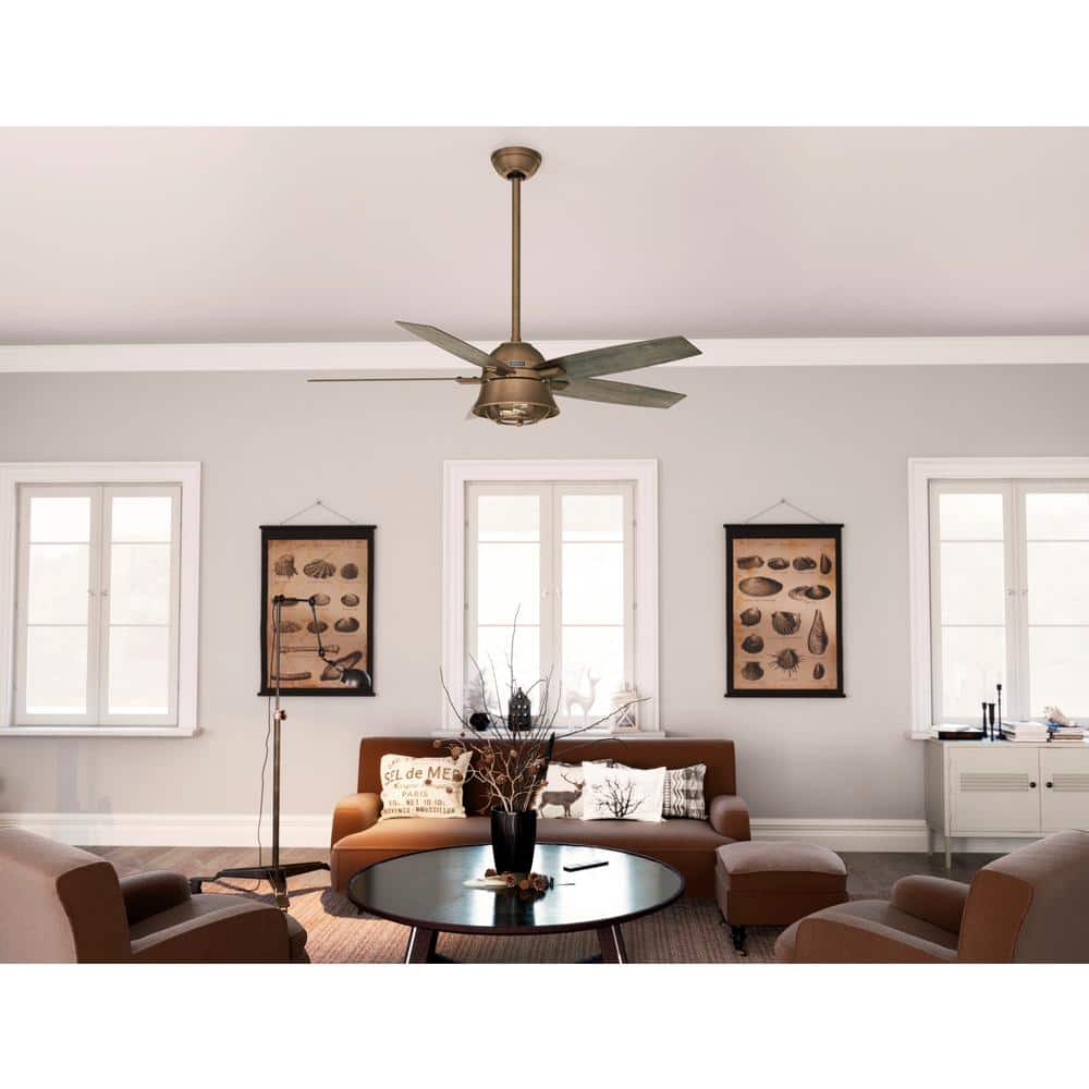 Hampshire 52" Weathered Copper Ceiling Fan with Grey Pine Blades and LED