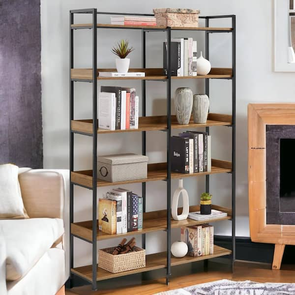 StyleWell 71 in. Dark Brown Wood 5-Shelf Classic Bookcase with Adjustable  Shelves HS202006-36DB - The Home Depot