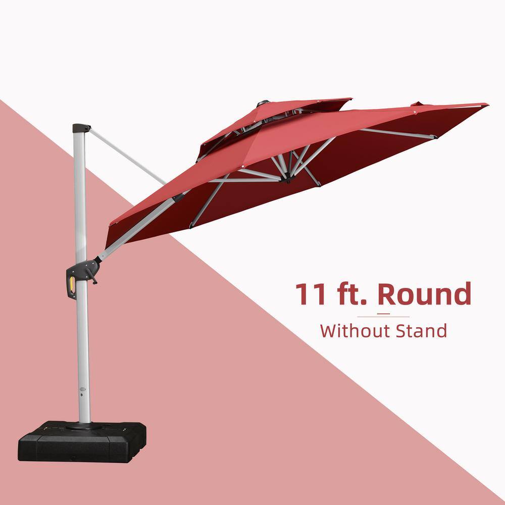 PURPLE LEAF 11 ft. Round Doubletop Umbrella Aluminum Umbrella