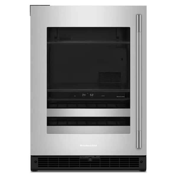 24 in. Dual Zone 14-Bottles Beverage Cooler in Black Cabinet with Stainless Doors