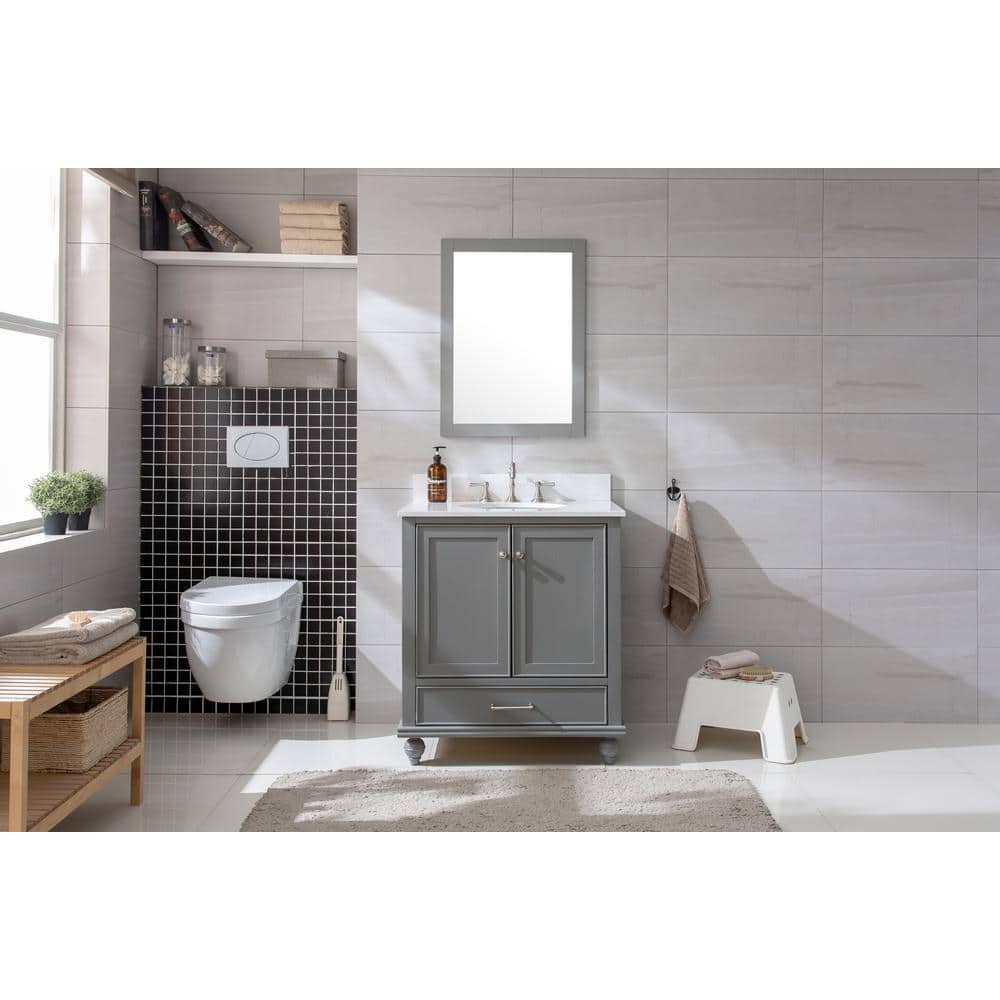 Melissa 30" Grain Gray Single Vanity with Carrara White Top