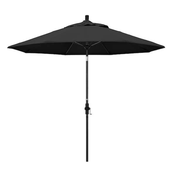 California Umbrella 9 ft. Fiberglass Collar Tilt Patio Umbrella in Black Pacifica
