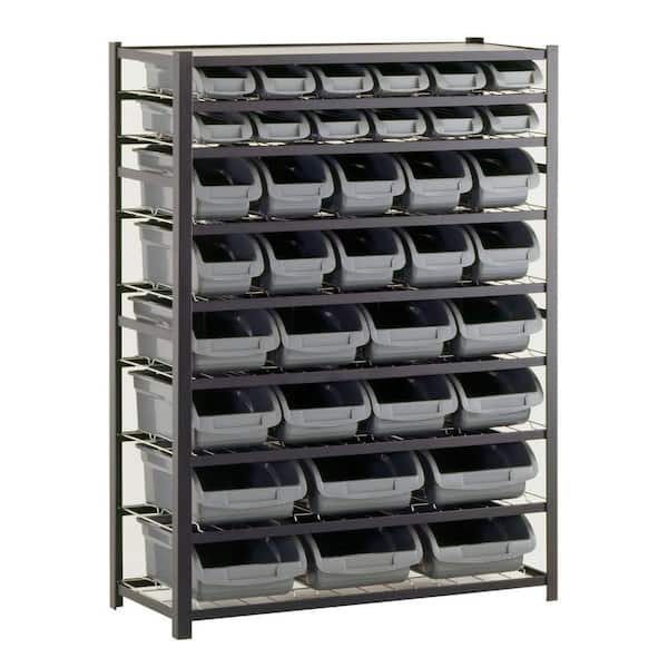 Sandusky 57 in. H x 44 in. W x 16 in. D Steel Commercial Bin Shelving Unit in Gray