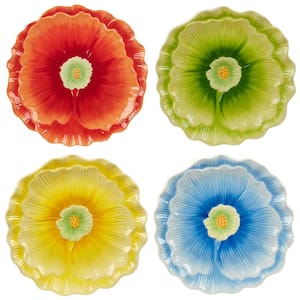 Blossom Floral Multicolor 3-D Dessert Plates (Set of 4)