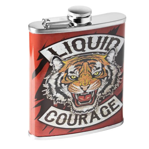 8 oz. Multi-Colored Liquid Courage Leak-Proof Stainless Steel Liquor Flask for Whiskey, Vodka and Tequila Liquid Courage