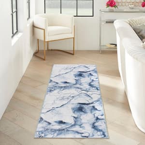 Daydream Ivory Blue 2 ft. x 8 ft. Contemporary Runner Area Rug