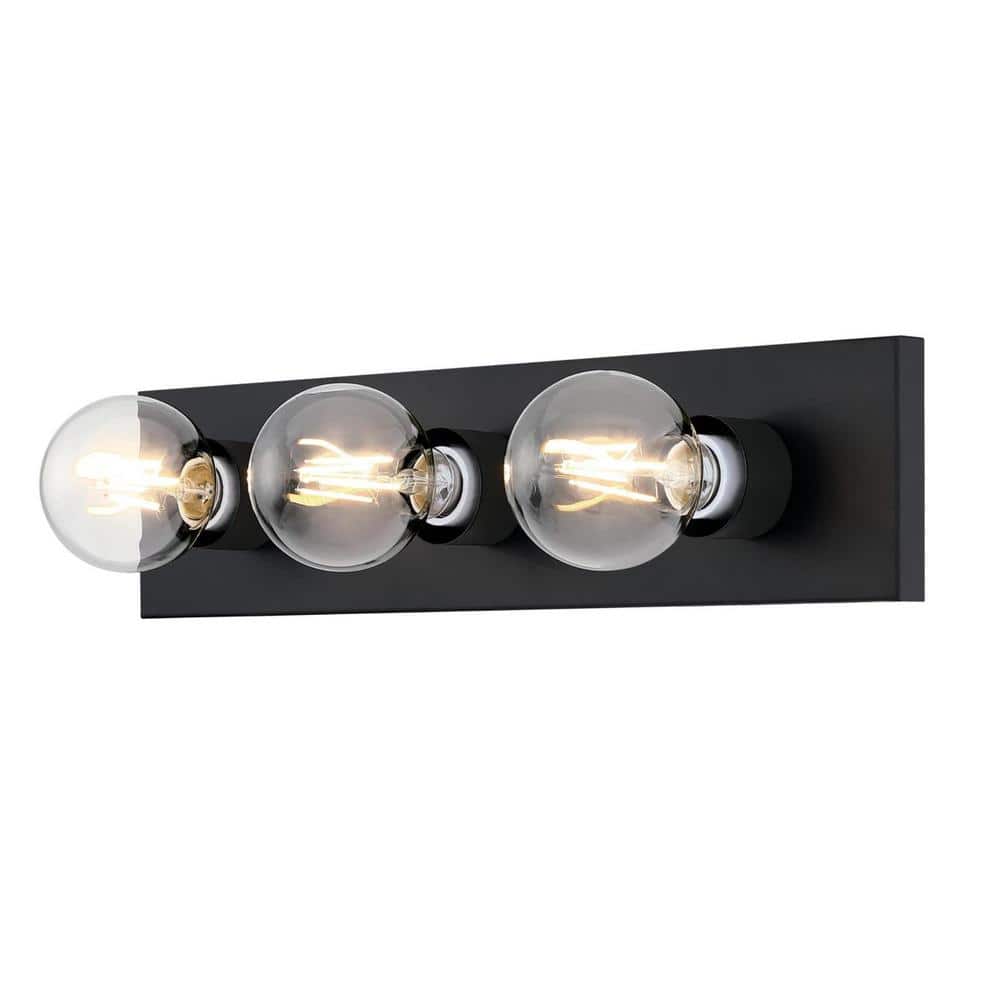 Sleek Matte Black 18" Direct Wired Dimmable Vanity Light Fixture