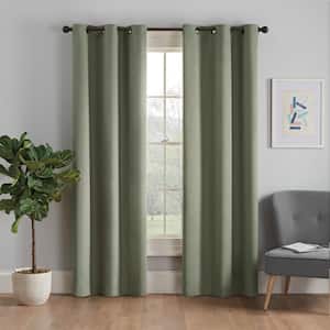 Microfiber Thermaback Moss Solid Polyester 42 in. W x 84 in. L Blackout Single Grommet Top Curtain Panel