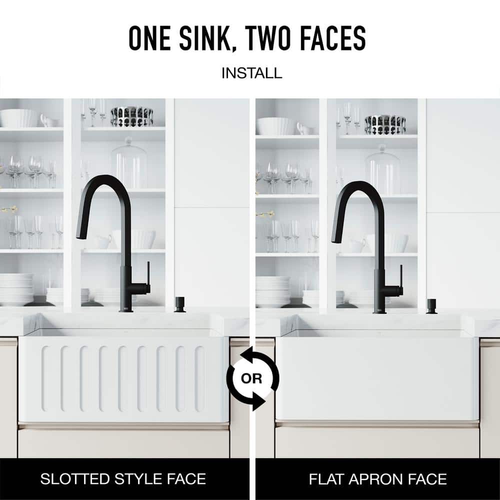 Matte White Stone 24" Single Bowl Farmhouse Kitchen Sink