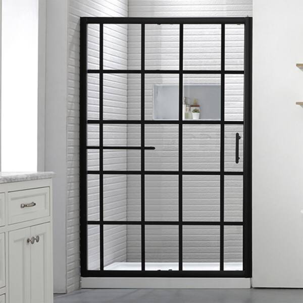 INSTER VENUS 48 in. W x 72 in. H Sliding Framed Shower Door in Black