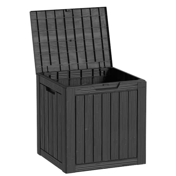 30 Gal. Small Black Resin Deck Box with Lock and Handles, Weather-Resistant Storage for Tools, Supplies, and Equipment