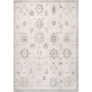 Krystin Beige 8 ft. x 10 ft. Machine Washable Distressed Indoor Area Rug