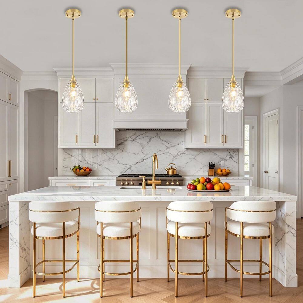 1-Light Gold Modern Hammered Glass Pendant Light with Adjustable Rods for Kitchen Sink Dining Room price history on PriceWatchPro