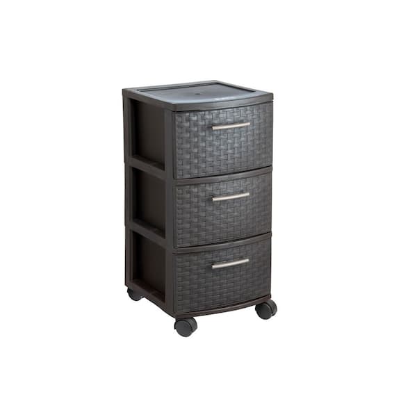 Infinity 3-Drawer Plastic Rolling Storage Cart in Espresso