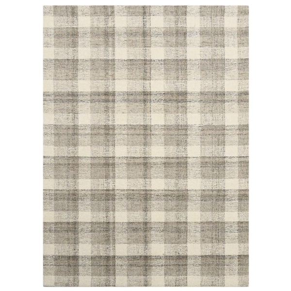 Tartan 4 x 6 Sand Plaid Pattern Area Rug for High Traffic Living Room Dining Room Bedroom