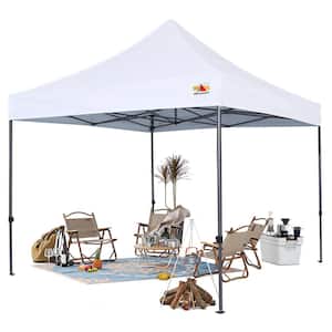 10 ft. x 10 ft. White Commercial Instant Shade Metal Pop Up Canopy Tent Shelter