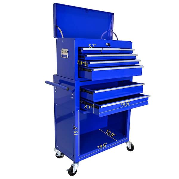 24.2 in. High Capacity Rolling Tool Chest with Wheels and Drawers, 8-Drawer Tool Cart Storage Cabinet--BLUE