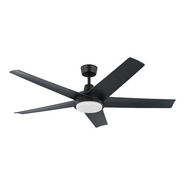 Ladshaw 60 in. Indoor/Outdoor Wet Rated Matte Black Ceiling Fan with Adjustable White LED and Remote Included