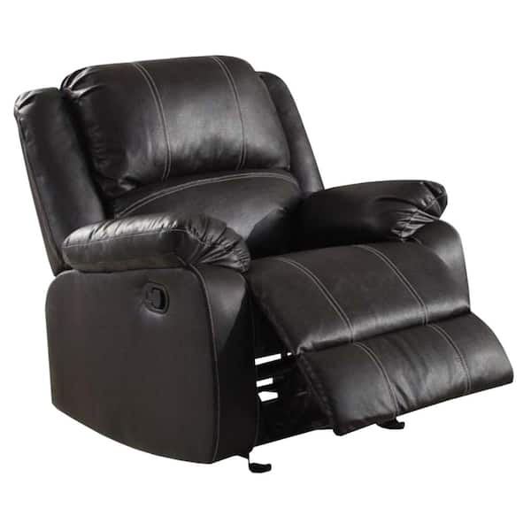 Benjara Black Polyester Rocker Recliner