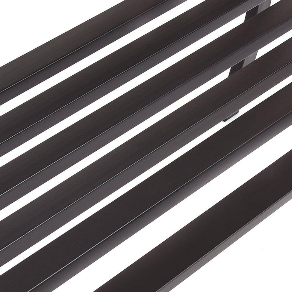 Black Cast Iron Outdoor Garden Bench with Slatted Backrest