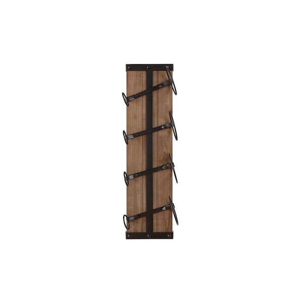 StyleWell 4-Bottle Black and Natural Wood Vertical Wall Mounted
