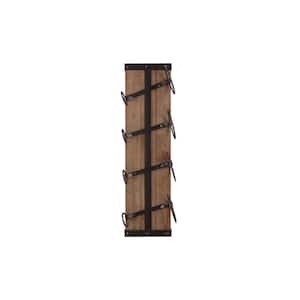 4-Bottle Black and Natural Wood Vertical Wall Mounted Wine Rack