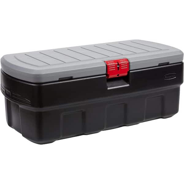 48 gal. Black Action Packer Lockable Latch Storage Box Tote, Single