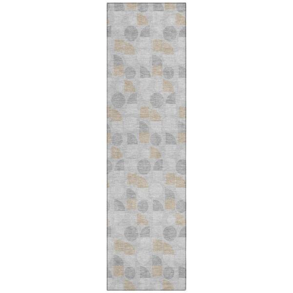 Chantille Machine Washable Indoor/Outdoor Abstract ACN2921 Silver 2 ft. x 7 ft. Runner Rug