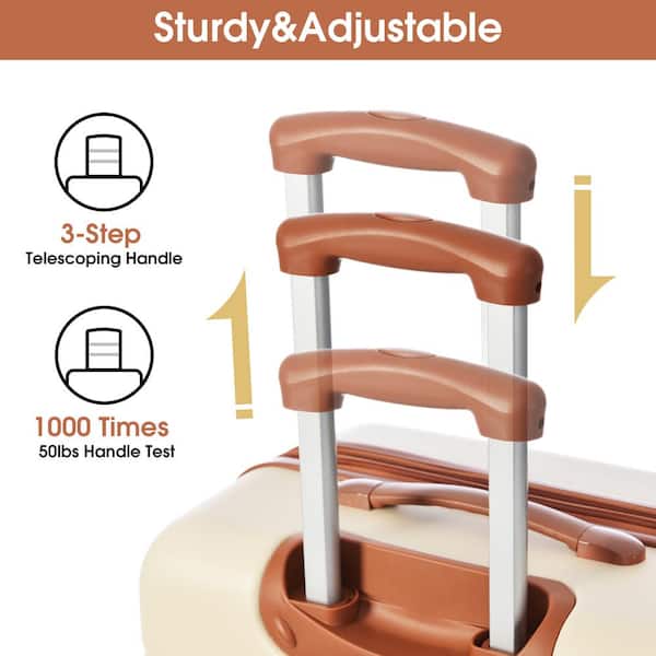 Merax 3-Piece White and Brown Expandable ABS Hardshell Spinner 20
