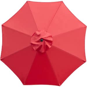 9 ft. Patio Umbrella Replacement Canopy Market Umbrella Top Fit Outdoor Umbrella Canopy (Red)