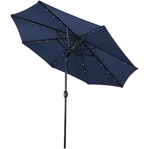 9 ft. Aluminum Market Solar Tilt Patio Umbrella in Navy Blue