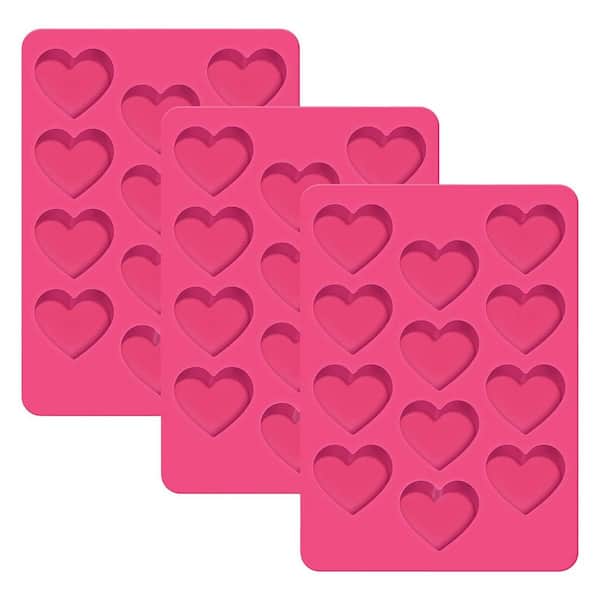 3-Piece Heart Shape Silicone Mold Non-Stick Baking Chocolate Candy Soap Mold Food-Grade Flexible 3-Piece